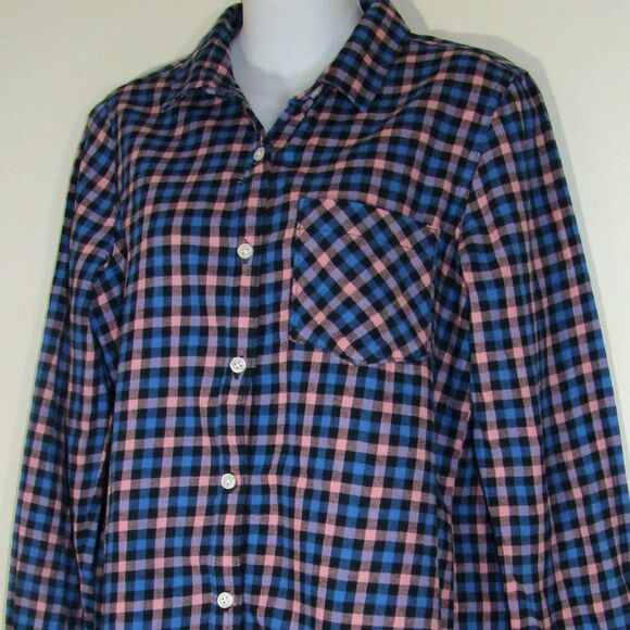 FINAL PRICE Old Navy The Tunic Shirt Soft Flannel Navy & Pink Size Medium - Picture 3 of 7